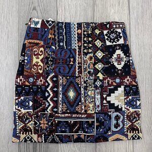 Wicked AF Virgina Tapestry Boho Quilted Plaid Patchwork Mini NEW A Line Skort